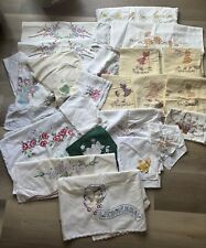 Vintage Lot of 29 Assorted Linens ~”AS IS” Crafts/Repurpose Embroidered Printed picture