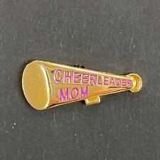 Cheerleader Mom Megaphone Shaped Gold Tone Purple Lettering Lapel Pin picture