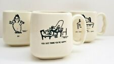 MCM 50s Vintage Cartoon The Nebbishes By Bernard Yonkers NY 3 Pc Coffee Mug Set  picture