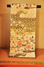 Vintage Japanese Kimono Fukuro-Obi Silk Nishijin Shosoin Pattern JPS0037 picture