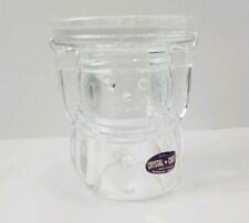 Snowman DePlomb DePlomo 24% Lead Crystal Clear Candleholder Snowflake Top picture