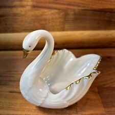 Lenox China Cream Swan Small Dish Hand Decorated w/ 24k Gold Trim USA picture