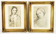 Pair of Exceptional Gold Picture Frames with Classical Prints  RABBET SIZE - 11