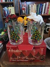 Christmas by Carlton 14oz  Old-Fashioned Set Of 4 Glass Set 1985 Action USA - picture