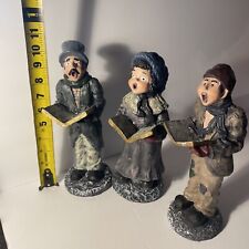 3 Resin Vintage CHRISTMAS CAROLERS 10 1/2” Figures Old Fashioned Man & Woman picture