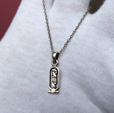 925 SILVER PHARAONIC CARTOUCHE PENDANT WITH ANCIENT EGYPTIAN HIEROGLYPHS BC picture
