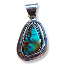 Native American Navajo Southwestern Sterling Silver Turquoise Pendant Signed WV picture