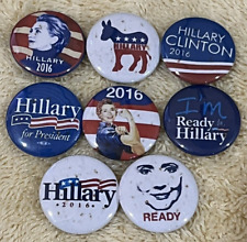 Lot of 8 Different 2016 Hillary Clinton Kaine Presidential Campaign Buttons 1