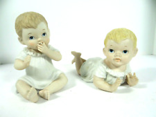 Lefton 1982 Lot of 2 Figurines 1 Sitting 1 Laying Hand Painted Christopher  picture