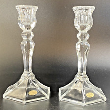 Set of Two Pretty Teleflora Glass Candlesticks Made In France picture