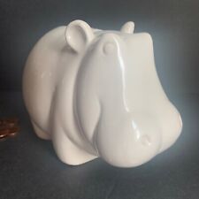 Tiffany & Co White Ceramic Pottery Hippo Piggy Bank Vintage 1977 picture