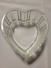Vintage Heart-Shaped Bowl FTDA Ribbed Heavy Glass 1982 5 5/8