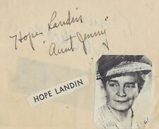 Character Actress HOPE LANDIN Signed Page - I REMEMBER MAMA - HANGMEN ALSO DIE picture