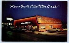 ST. GEORGE, UT Utah ~ Roadside FAMOUS DICK'S CAFE Night Scene c1960s Postcard picture