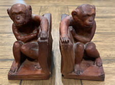 MONKEY BOOKENDS HEAVY BROWN RESIN 5.5X5X3.5” ANDREA BY SADEK picture