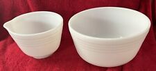 Vintage Pyrex Hamilton Beach Mixing Bowls Milk Glass Ribbed Racine WI Set Of 2 picture