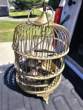 Vintage Footed Solid Brass Thick-Barred Bird Cage  picture