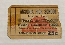 Vintage 1960s Ansonia Connecticut High School Football Ticket Stub  picture