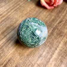 57MM 240g Natural Moss Agate Sphere Quartz Crystal Healing Reiki 52th picture