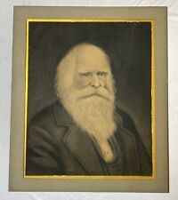 Antique 19th Century Original Charcoal Portrait Bearded Old Man 24