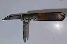 Boker Tree Brand 493 2 Blade Clip Point Pocket Knife Sawcut Scales Vtg picture