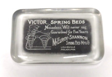 Vintage Glass Paper Weight Victor Spring Beds McElroy-Shannon Spring Bed Mfg KY picture