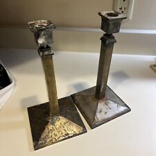 Bradley & Hubbard Mfg Co Candlestick Pair Stamped 202  10” Tall With 5x5 Base picture