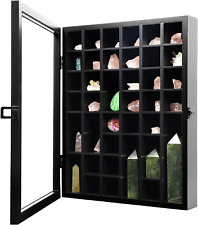 KCRasan Adjustable Rock Display Case - Wooden Crystal Organizer for Stones - Box picture