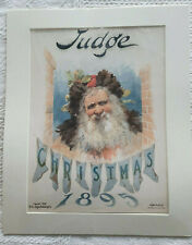Antique Santa Print Judge Publishing Christmas 1895 Pristine Mat Sealed NOS picture