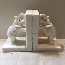 RARE Vintage Raw Alabaster Elephant Book Ends/Made In Italy picture