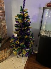 48in New in box Mardi Gras Christmas Tree; Green, purple, gold.  picture