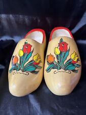 Vintage Authentic Dutch Holland Wooden Clogs Shoes Handpainted. Flowers Roses picture