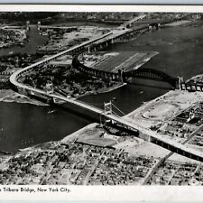c1940s New York City, NY Aerial RPPC Triboro Bridge Pitts RPO Real Photo PC A200 picture