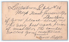 1886 Frank Janson & Bro Mantels Prices Littlestown PA Blue Cancel Postal Card picture