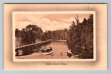 Ottawa ON-Ontario, Canoeing on Rideau Canal, Vintage Postcard picture
