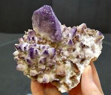 Stunning 11.3cm Purple Yttrofluorite on Calcite - Qinglong Mine, Guizhou, China picture