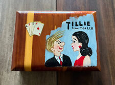 VTG 40s-50’s Tillie The Toiler Hand Painted Wooden Playing Card Box/ Trinket Box picture