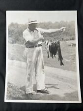 1950s MAN smoking CIGAR holding STRINGER of FISH vintage OUTDOOR 8 X 10 Photo picture