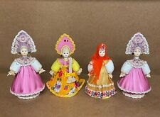 4 ~ VINTAGE NOTEWHLIA CONE CLOTH / PORCELAIN DOLLS MADE IN RUSSIA picture