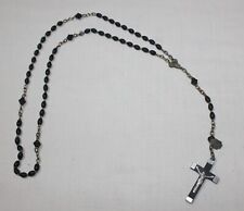 Vintage Catholic Black Rosary Praying Jesus picture