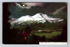 Mt Shasta CA-California, Scenic View By Moonlight, Antique, Vintage Postcard picture
