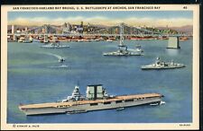 1940's Battleships in San Francisco Bay CA Historic Vintage Postcard M1393a picture