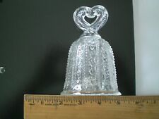 Vintage 1984 Avon Fostoria Treasured Moments Clear Glass Bell hearts ribbons picture