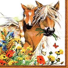 Full package of (20) Paper Lunch/Party Napkins - Horses in Summer Meadow animal picture