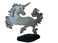 Unicorn Metal Silhouette Art Sculpture 7x7 Industrial Figurine - Artist Signed picture