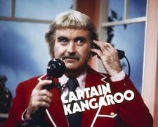 Captain Kangaroo Bob Keeshan in red jacket holding telephone 8x10 real photo picture