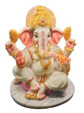 Genesha In Turben Marble Elephant Figurine Indian Art picture