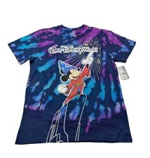 NEW Disney Parks Walt Disney World Sorcerer Mickey Tie-Dye T-Shirt Adult Large L picture