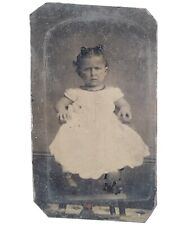 Antique Tintype Girl Photo c1870 Ghostly Creepy Rusted Child Art Pink Cheeks  picture