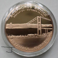 Bosphorus Bridge Istanbul Turkey Europe to Asia Span '73 Proof Bronze Coin Medal picture